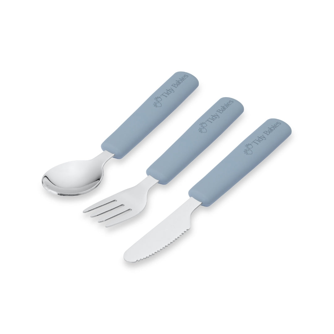 Stainless Steel & Silicone Handle Spoon, Fork & Knife Cutlery Set