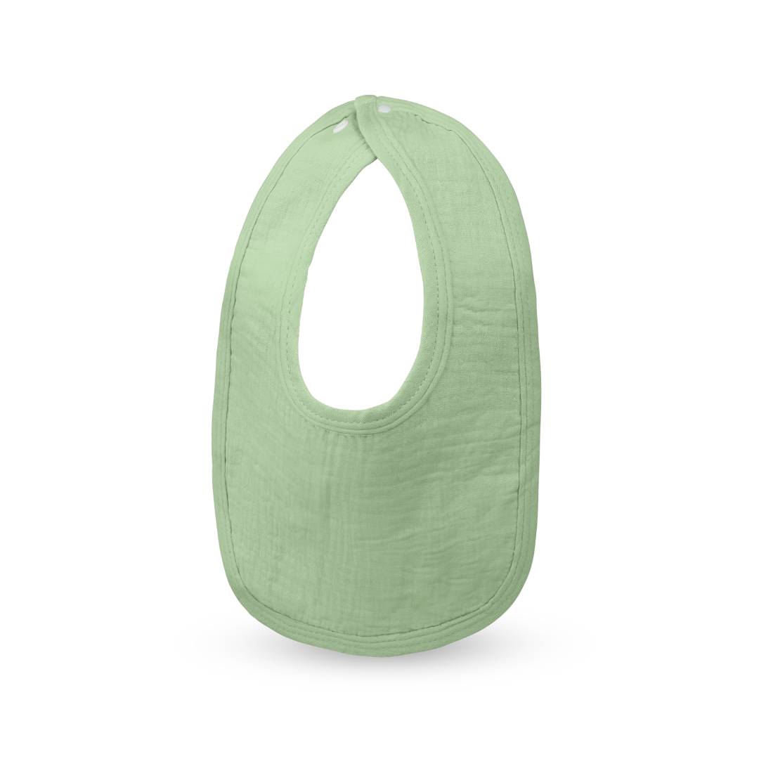 Classic Muslin Cotton Baby Drool Bib in Solid Pastel Colours - Apple Green - Cotton Bib