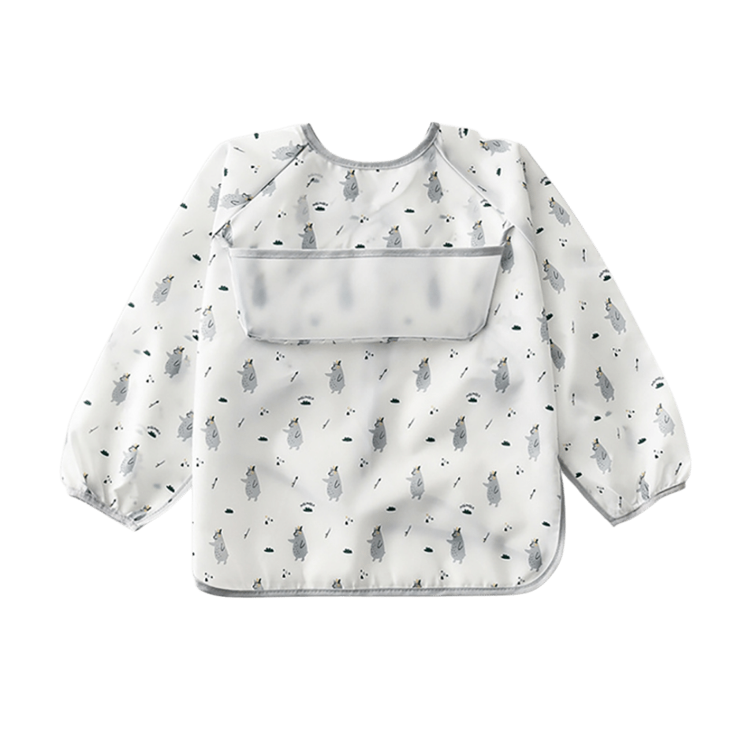 Baby & Toddler Apron Smock Bib With Long Sleeves & Colour Patterns - Dancing Bears / Baby - Smock Bibs