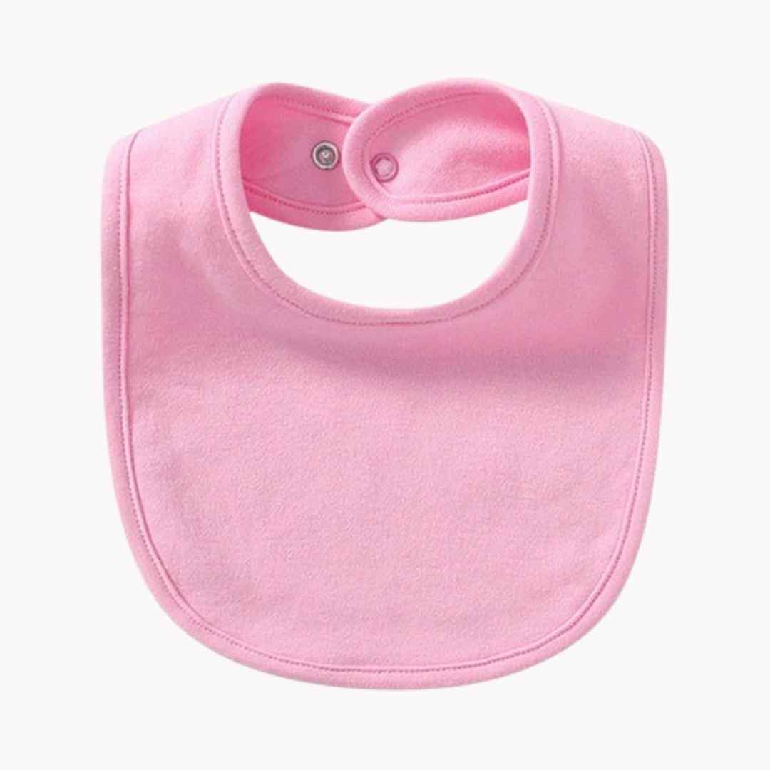 Classic Cotton Baby Drool Bib With Name Embroidery - Pink - Cotton Bibs