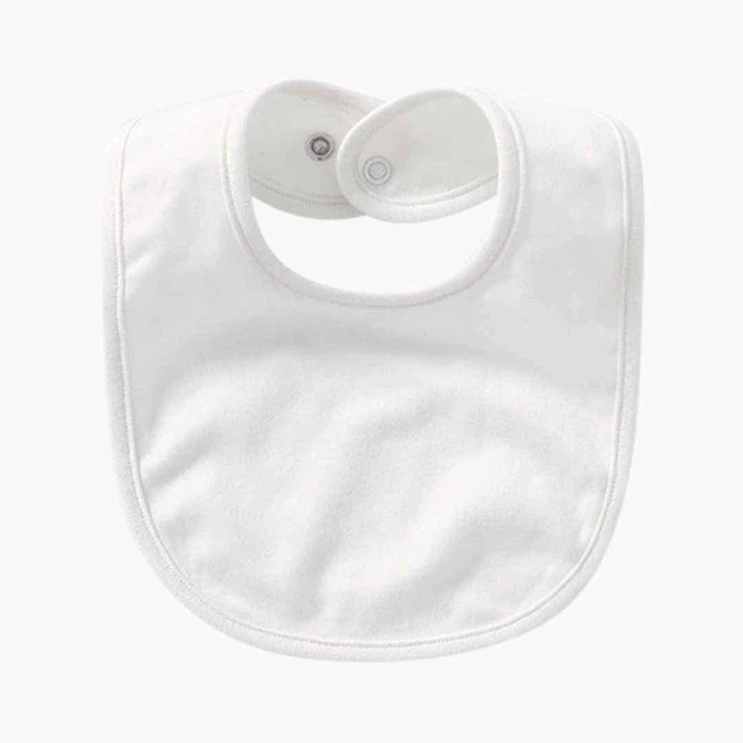 Classic Cotton Baby Drool Bib With Name Embroidery - White - Cotton Bibs