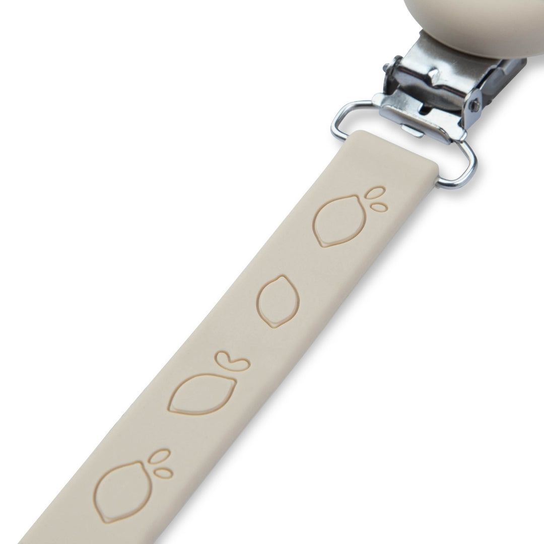 Silicone Baby Dummy Flat Rope Clip with Citrus Design Pacifier Clips & Holders Beige Silicone Pacifier Clip Embossed