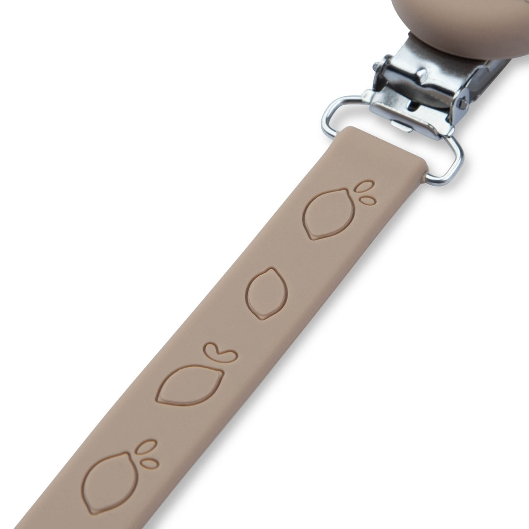 Silicone Baby Dummy Flat Rope Clip with Citrus Design Pacifier Clips & Holders Beige Pacifier Clip Embossed Lemon