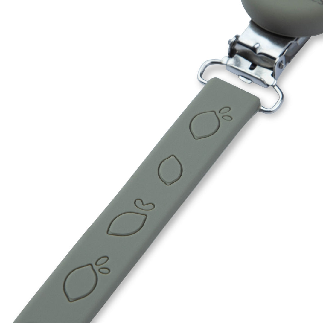 Silicone Baby Dummy Flat Rope Clip with Citrus Design Pacifier Clips & Holders Gray Silicone Pacifier Clip Embossed