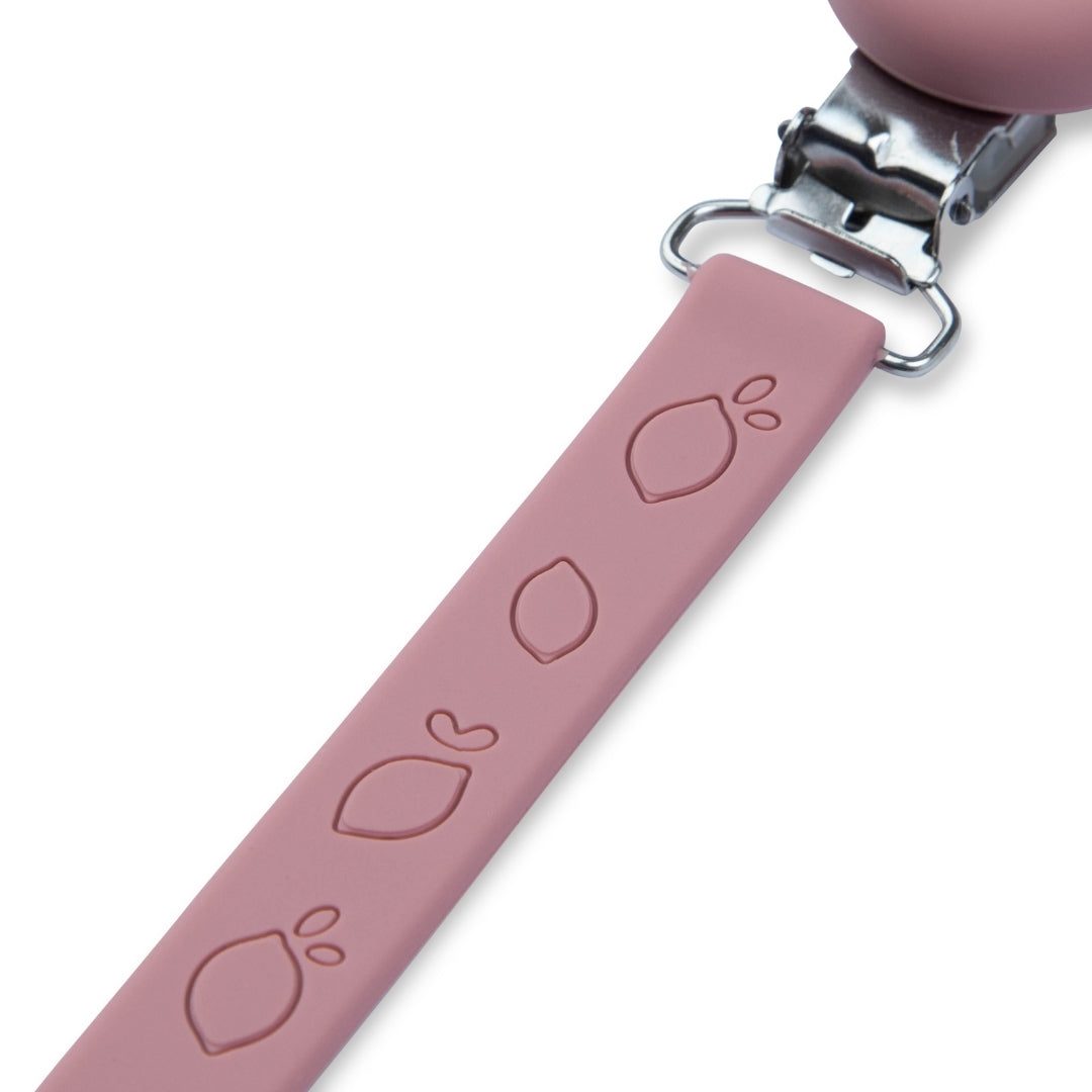 Silicone Baby Dummy Flat Rope Clip with Citrus Design Pacifier Clips & Holders Pink Silicone Pacifier Clip Embossed