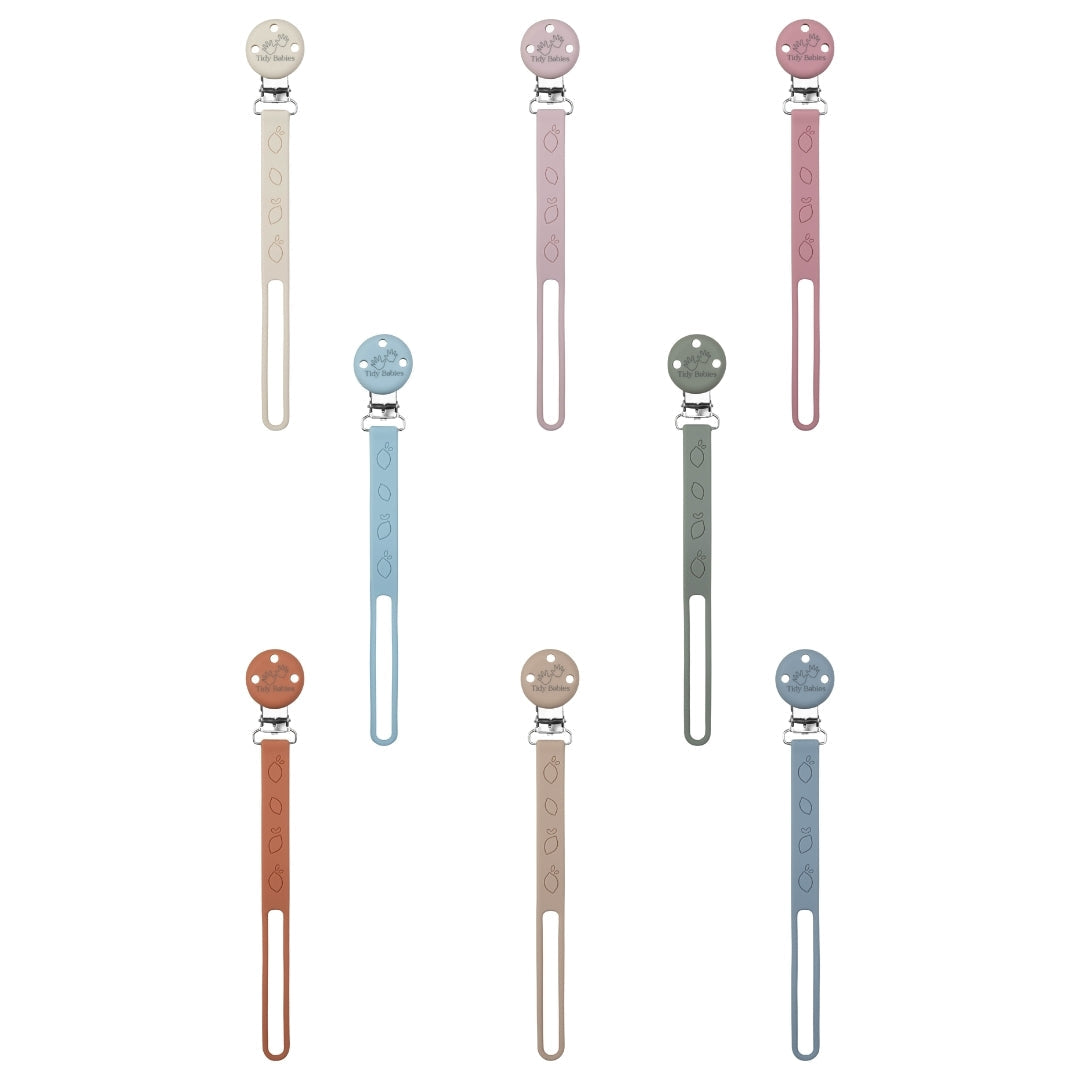 Silicone Baby Dummy Flat Rope Clip with Citrus Design Pacifier Clips & Holders Seven Silicone Pacifier Clips Pastel