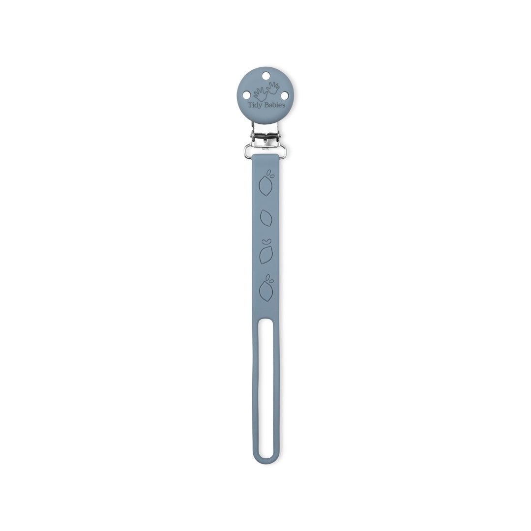 Silicone Baby Dummy Flat Rope Clip with Citrus Design Slate Grey Pacifier Clips & Holders Blue Pacifier Clip Fruit Shaped Cutouts