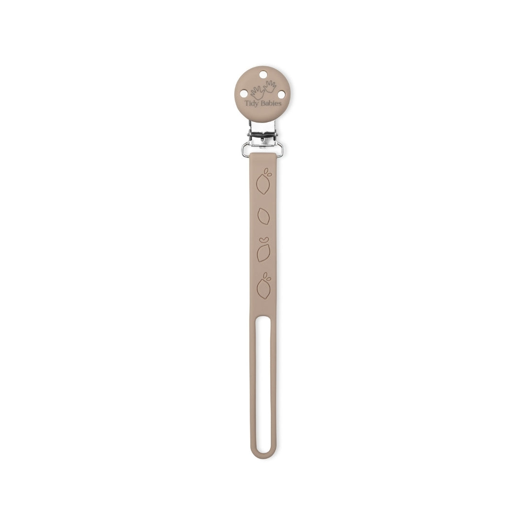 Silicone Baby Dummy Flat Rope Clip with Citrus Design Taupe Brown Pacifier Clips & Holders Beige Pacifier Clip Fruit Etchings