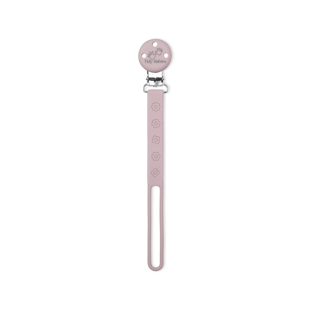 Silicone Baby Dummy Flat Rope Clip with Flower Design Musk Pink Pacifier Clips & Holders Pink Baby Pacifier Clip Embossed