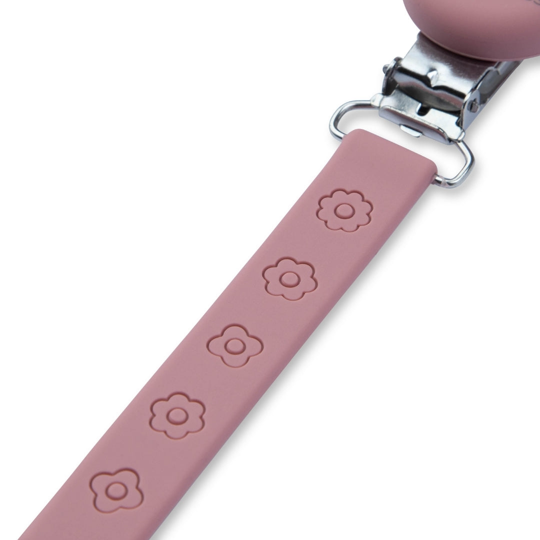 Silicone Baby Dummy Flat Rope Clip with Flower Design Pacifier Clips & Holders Pink Silicone Pacifier Clip Flower