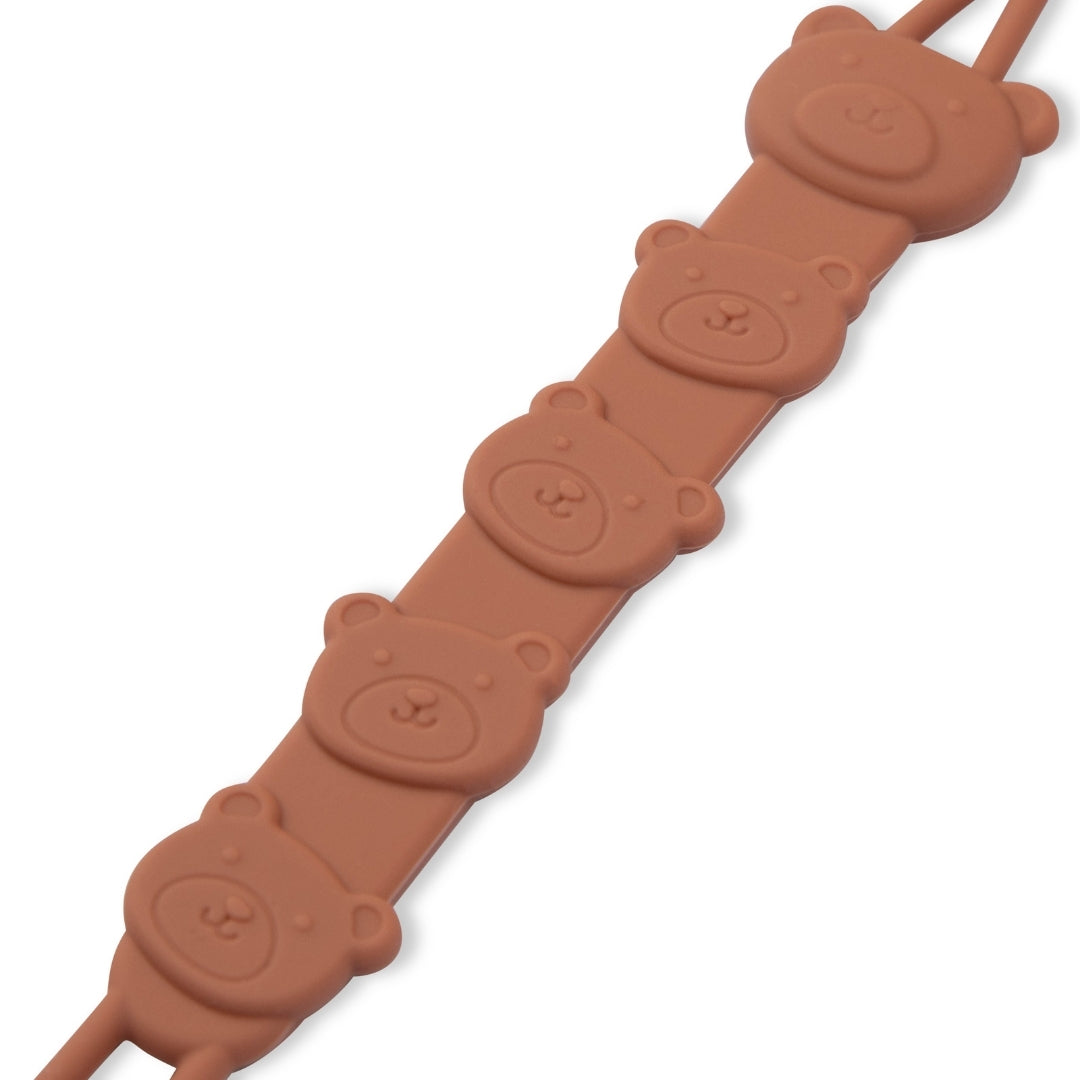 Silicone Baby Dummy Textured Rope Clip with Bear Faces Pacifier Clips & Holders Brown Silicone Pacifier Clip Five