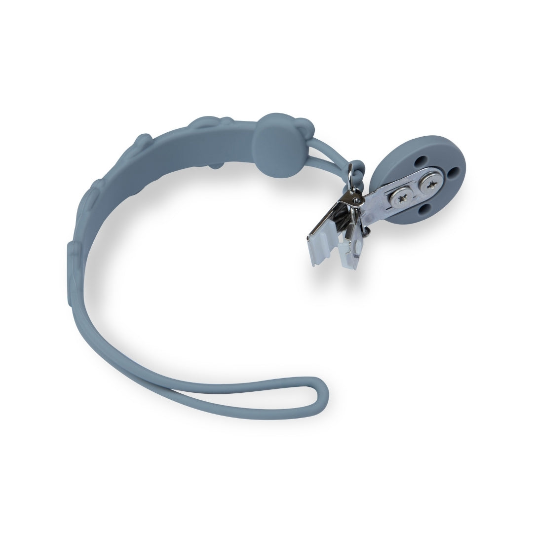 Silicone Baby Dummy Textured Rope Clip with Bear Faces Pacifier Clips & Holders Grey Silicone Baby Pacifier Clip