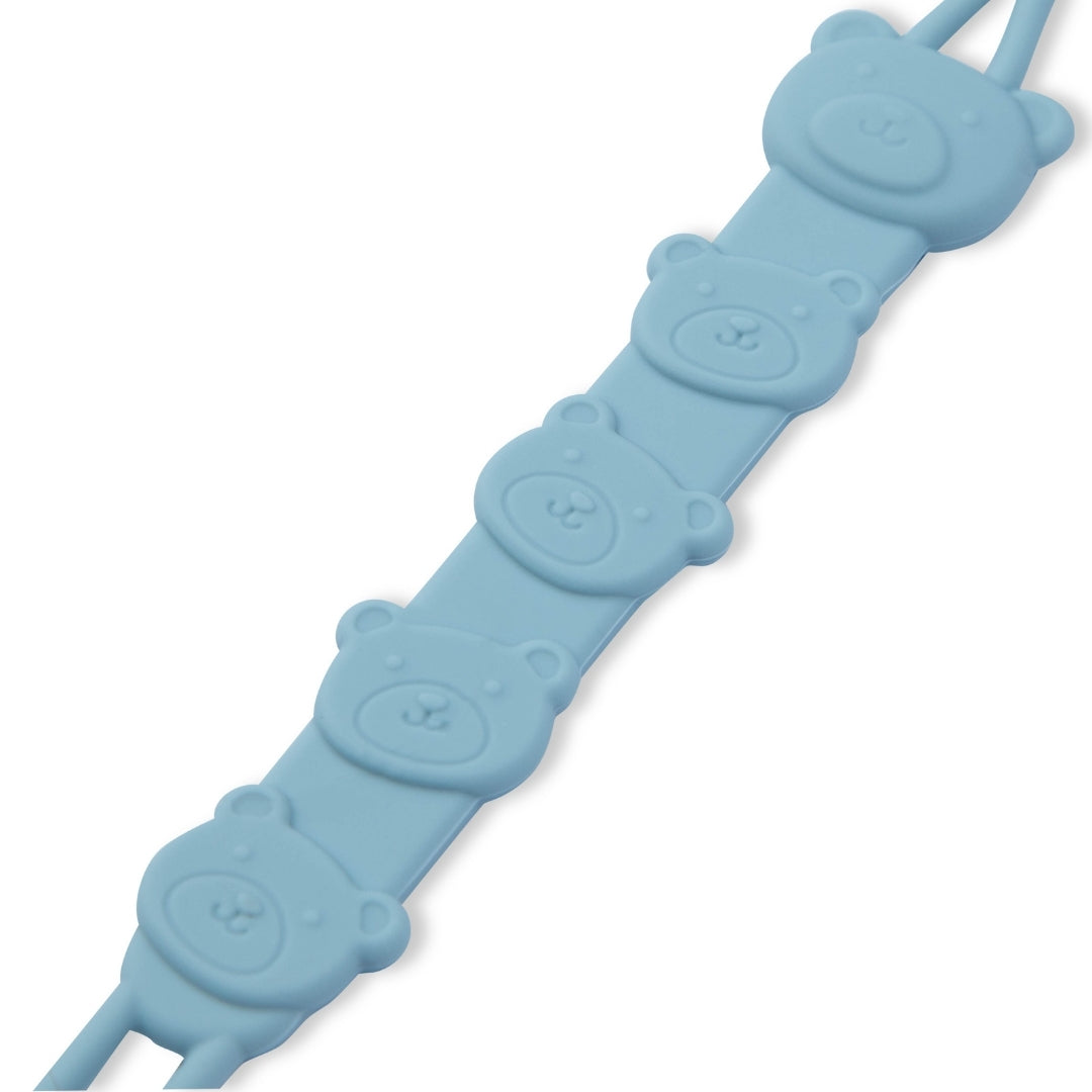 Silicone Baby Dummy Textured Rope Clip with Bear Faces Pacifier Clips & Holders Light Blue Silicone Pacifier Clip