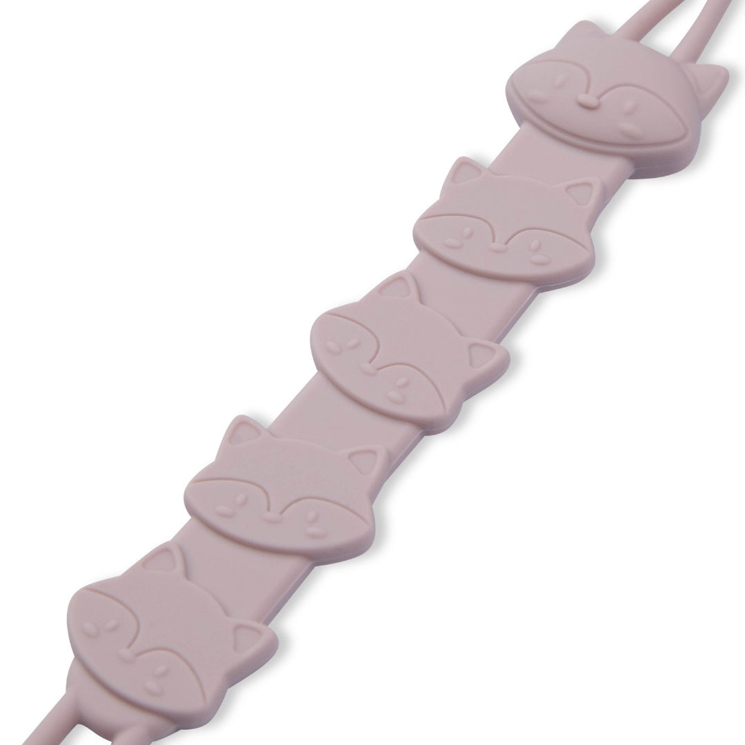 Silicone Baby Dummy Textured Rope Clip with Fox Faces Pacifier Clips & Holders