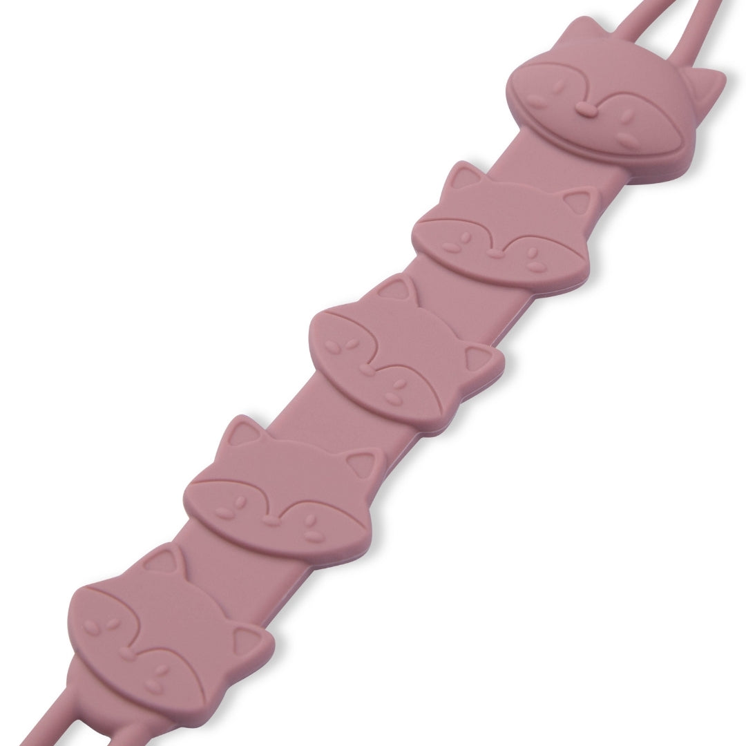 Silicone Baby Dummy Textured Rope Clip with Fox Faces Pacifier Clips & Holders