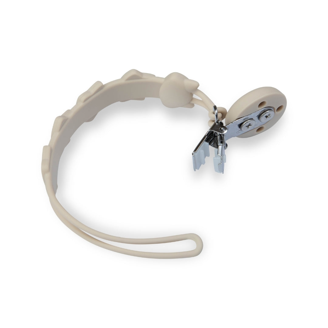 Silicone Baby Dummy Textured Rope Clip with Fox Faces Pacifier Clips & Holders Beige Baby Pacifier Clip Decorative