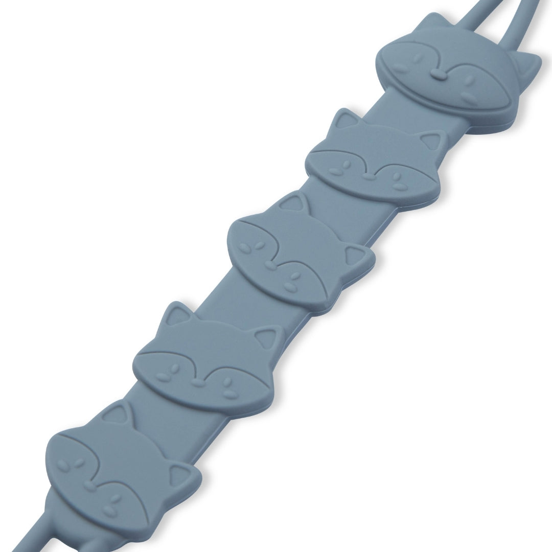 Silicone Baby Dummy Textured Rope Clip with Fox Faces Pacifier Clips & Holders Blue Silicone Teether Five Fox Shaped