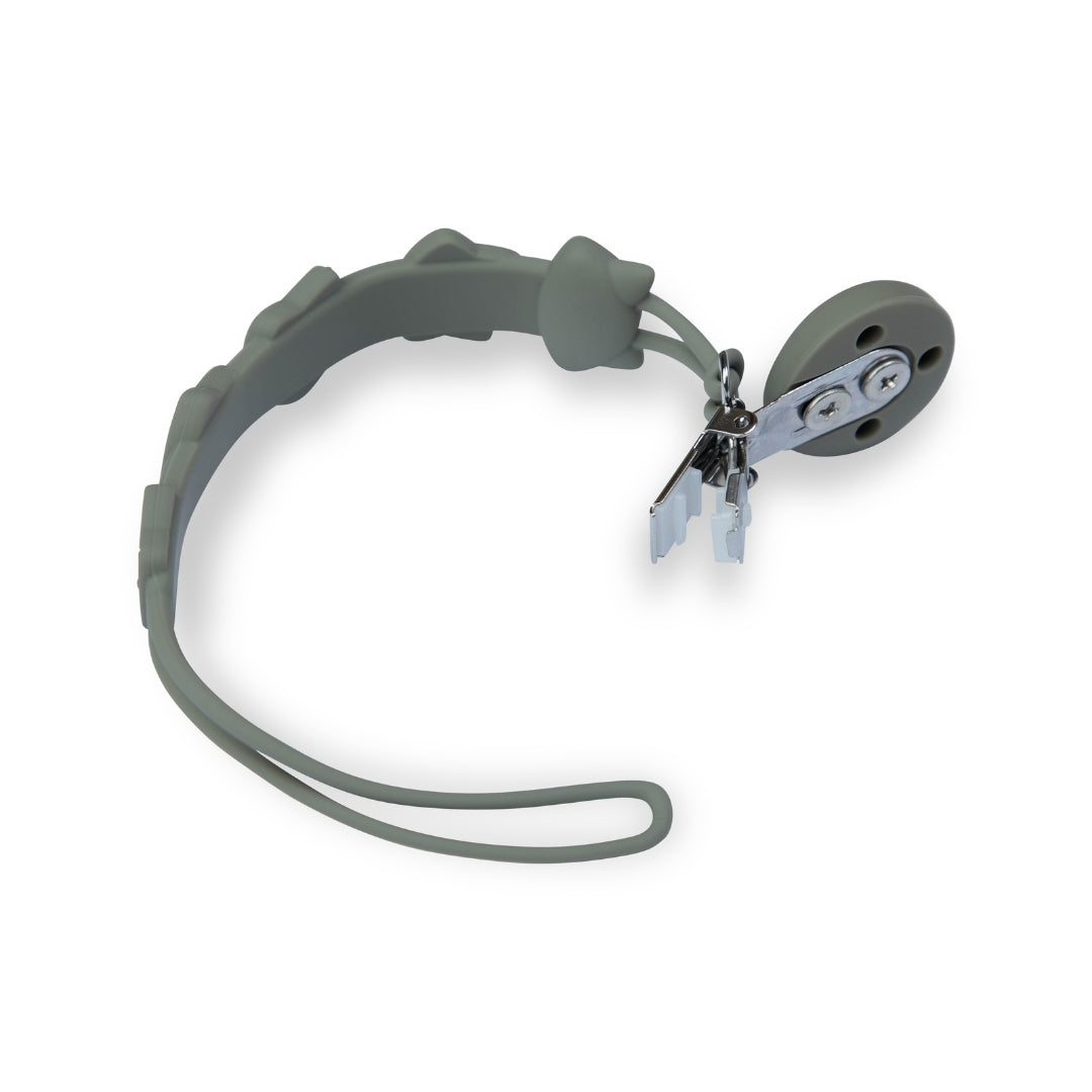 Silicone Baby Dummy Textured Rope Clip with Fox Faces Pacifier Clips & Holders Grey Silicone Pacifier Clip Loop