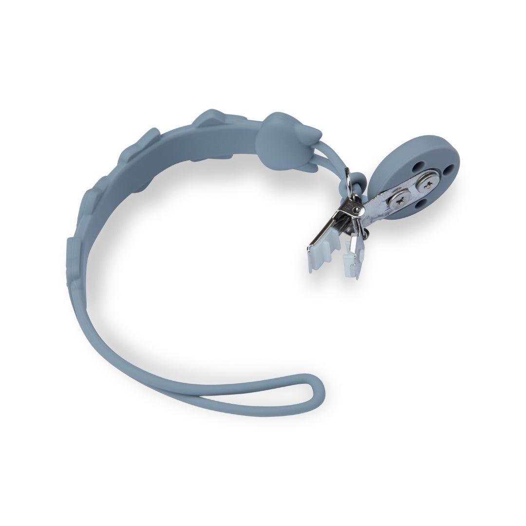 Silicone Baby Dummy Textured Rope Clip with Fox Faces Pacifier Clips & Holders Grey Silicone Pacifier Clip Metal