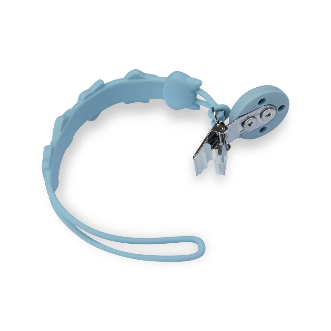 Silicone Baby Dummy Textured Rope Clip with Fox Faces Pacifier Clips & Holders Light Blue Silicone Baby Pacifier