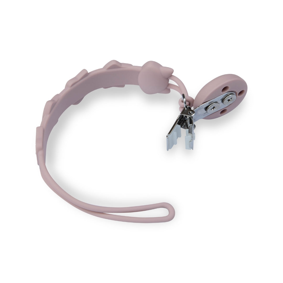 Silicone Baby Dummy Textured Rope Clip with Fox Faces Pacifier Clips & Holders Pink Silicone Pacifier Clip Metal