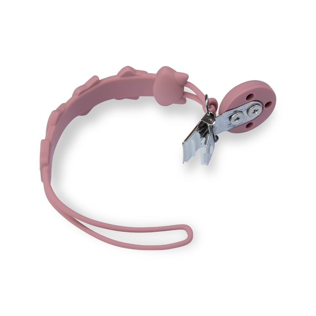Silicone Baby Dummy Textured Rope Clip with Fox Faces Pacifier Clips & Holders Pink Silicone Pacifier Clip Metal