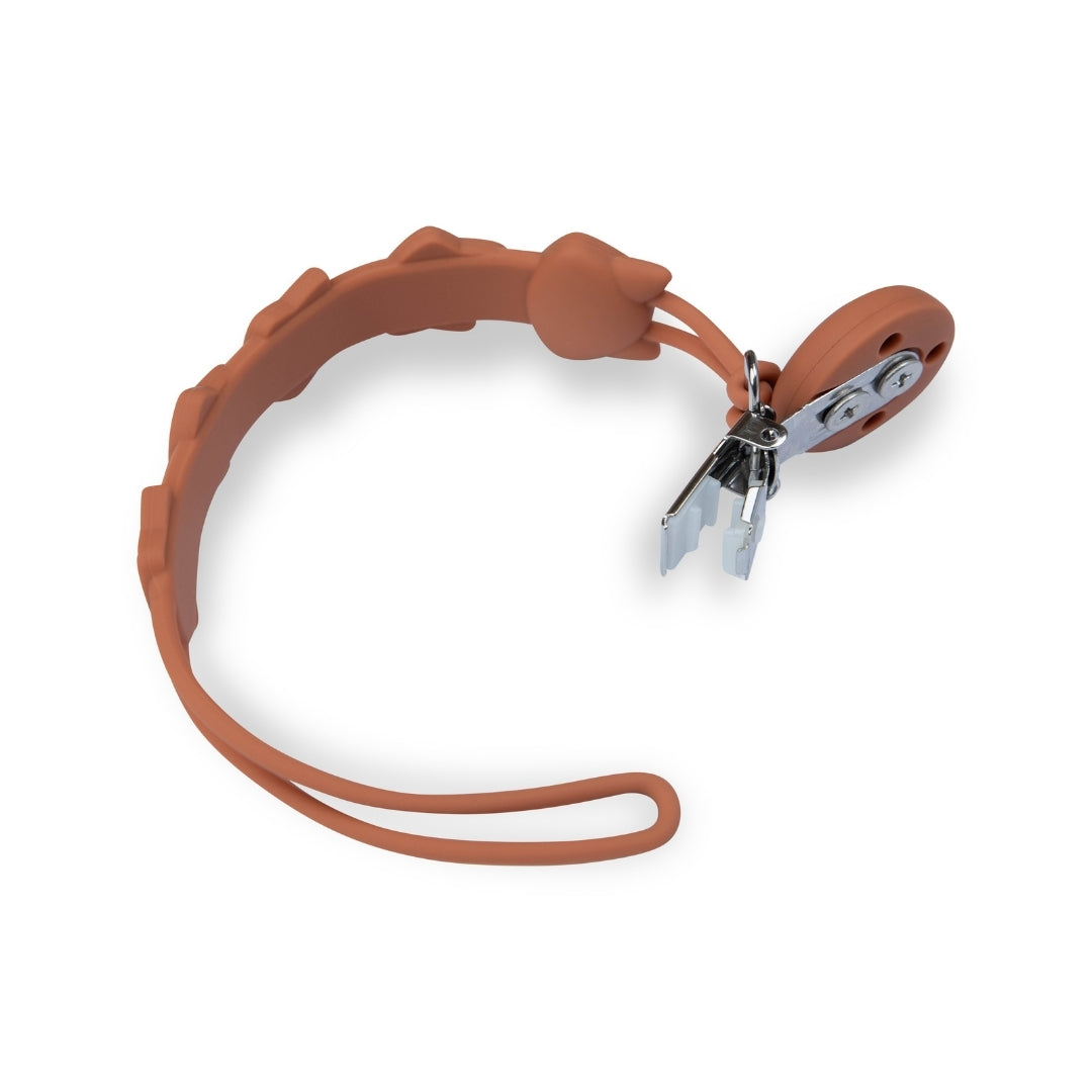 Silicone Baby Dummy Textured Rope Clip with Fox Faces Pacifier Clips & Holders Rust Colored Silicone Pacifier Clip Loop