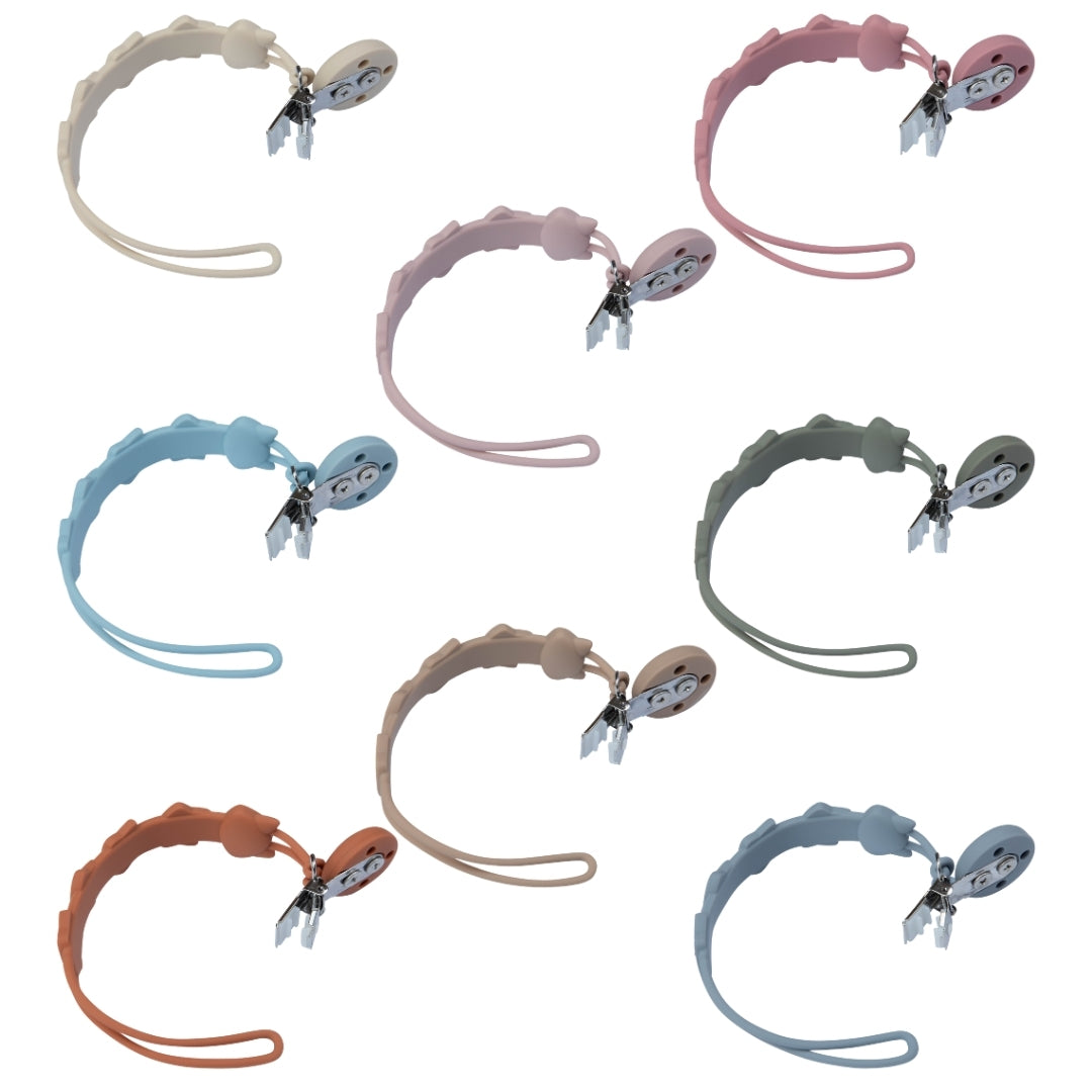 Silicone Baby Dummy Textured Rope Clip with Fox Faces Pacifier Clips & Holders Set Eight Colorful Silicone Pacifier