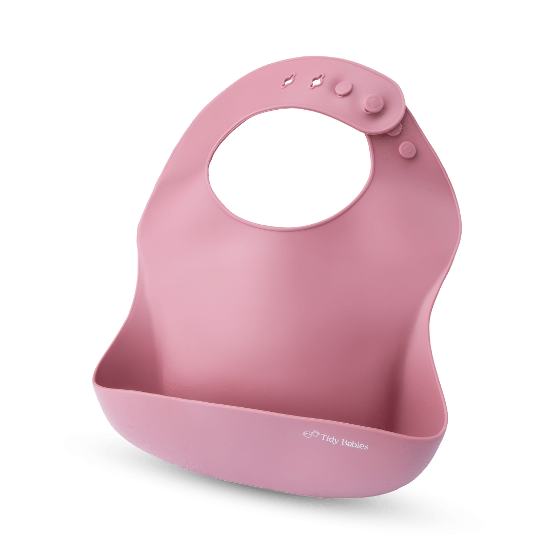 Silicone Baby Mealtime Feeding Bib In Perfect Pastel Colour Options - Rose - Silicone Bibs