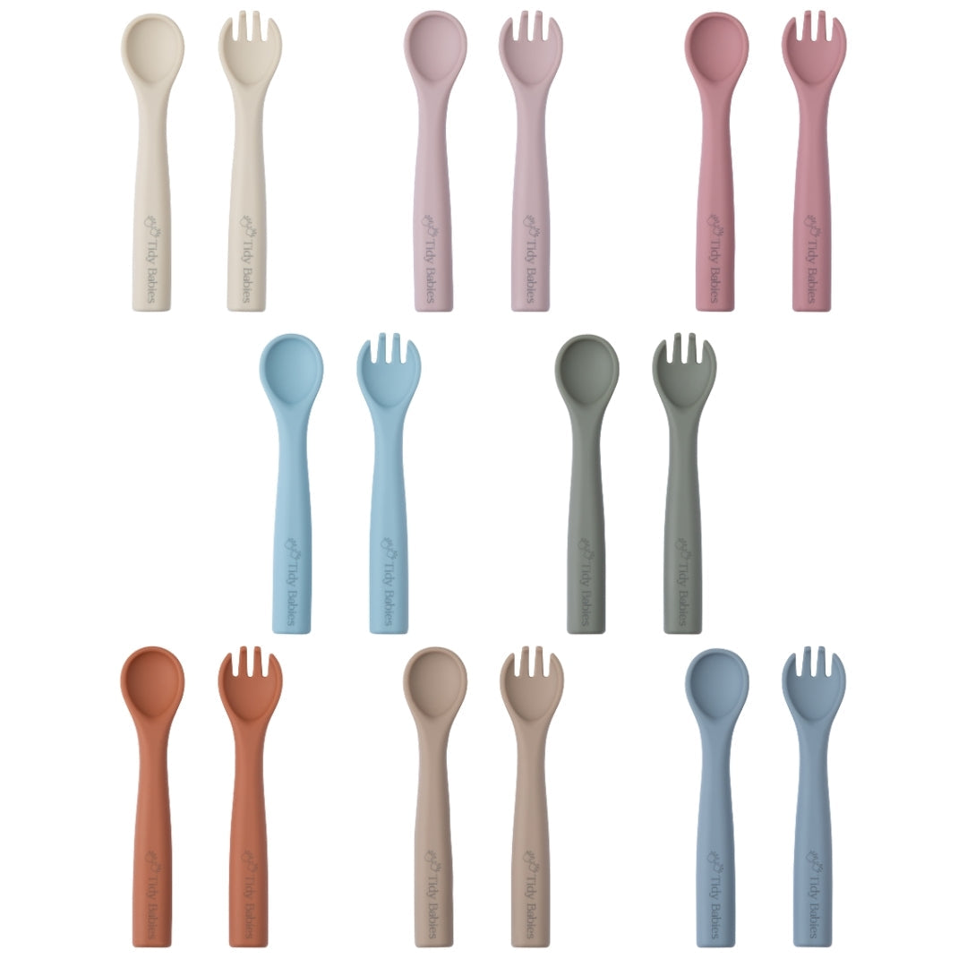 Silicone Baby Spoon & Fork Cutlery Set - Cutlery Silicone Baby Spoon & Fork Set – Soft Bpa-free Utensils for Self-feeding
