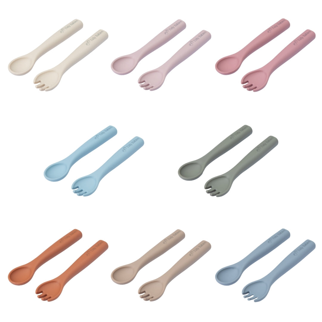Silicone Baby Spoon & Fork Cutlery Set - Cutlery Silicone Baby Spoon & Fork Set – Soft Bpa-free Utensils for Self-feeding