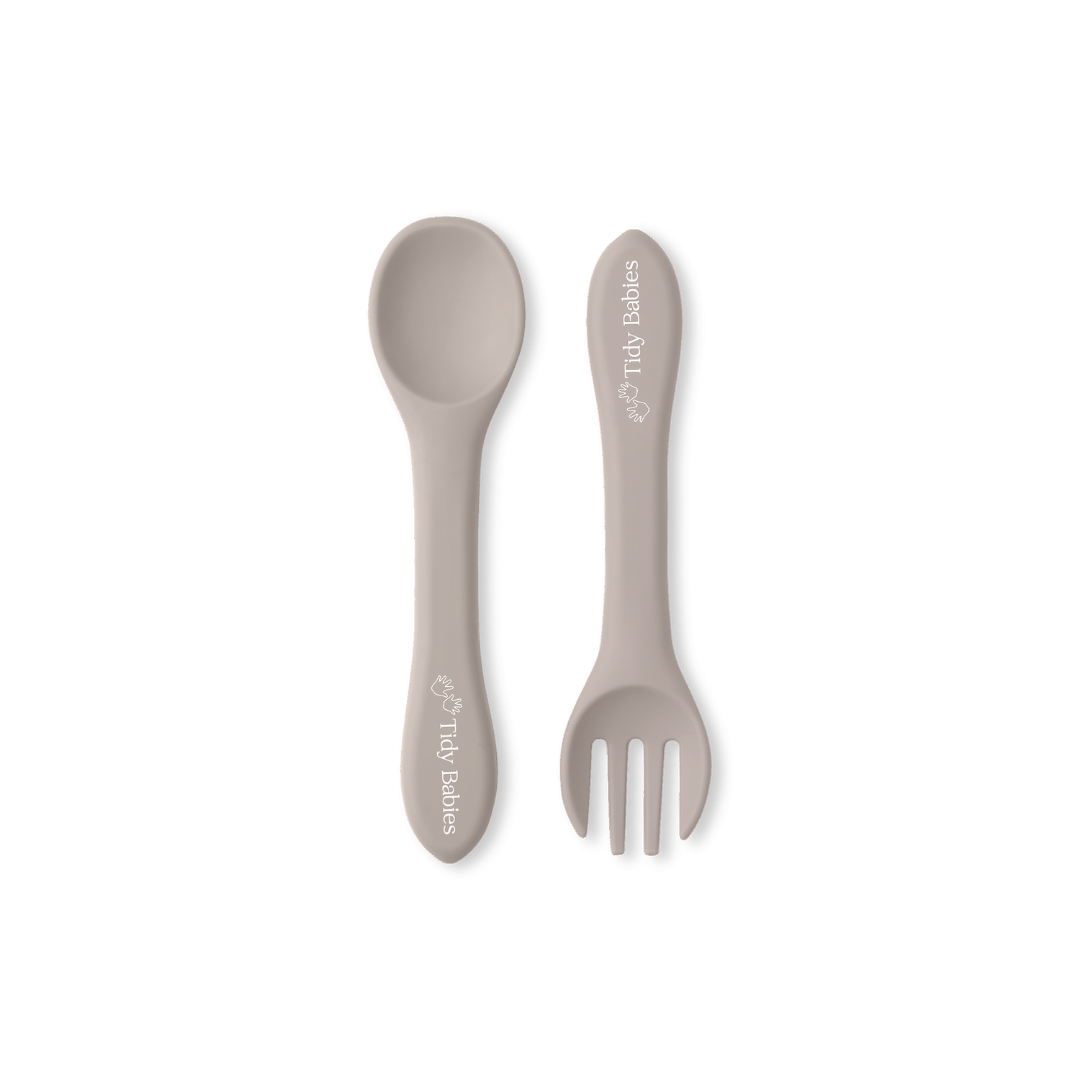 Silicone Baby Spoon & Fork Cutlery Set - Pair Of Perfect Blw Utensils - Cutlery