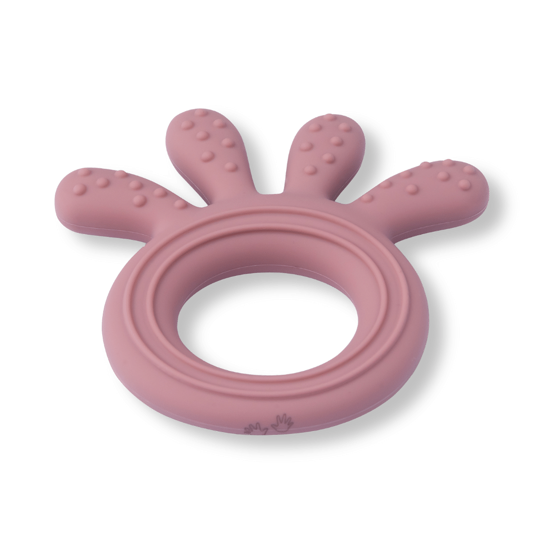 Silicone Baby Teether Octopus Shape - Soothing Ring Teething Chew Toy - Rose - Silicone Teether