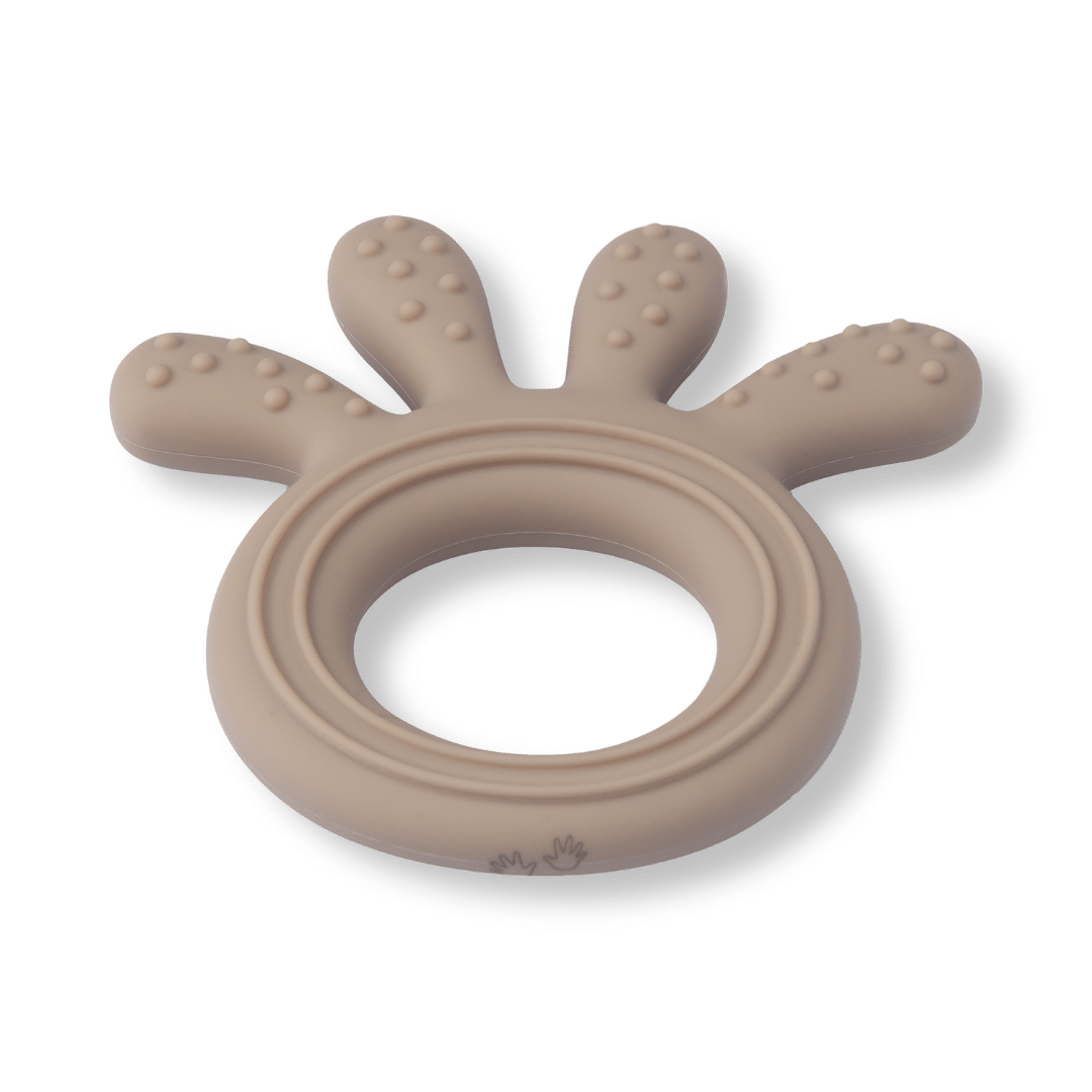Silicone Baby Teether Octopus Shape - Soothing Ring Teething Chew Toy - Taupe - Silicone Teether