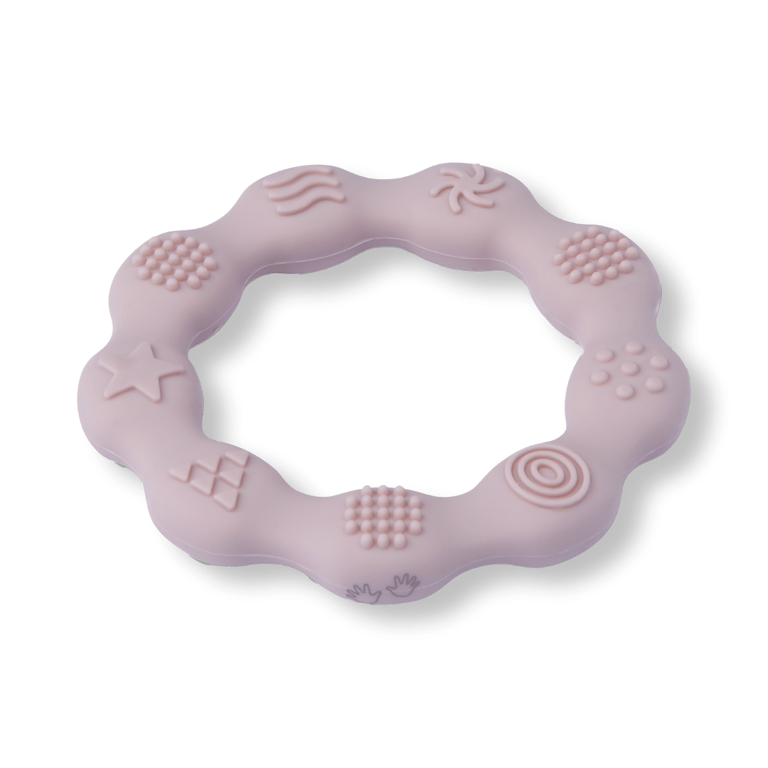 Silicone Baby Teether Sensory Ring - Soothing Round Teething Chew Toy - Musk - Silicone Teether