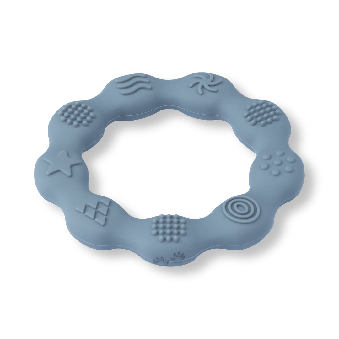 Silicone Baby Teether Sensory Ring - Soothing Round Teething Chew Toy - Slate - Silicone Teether