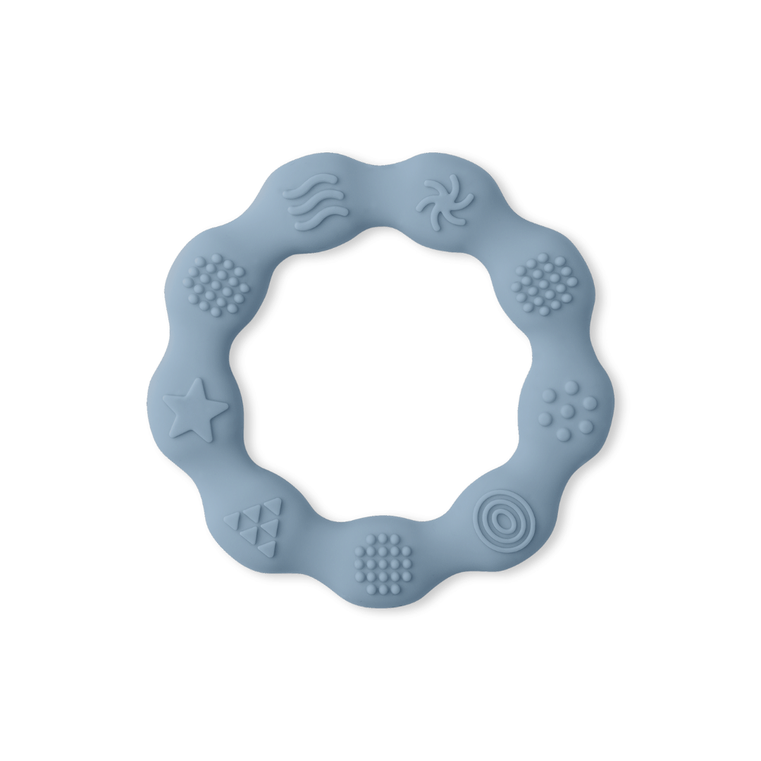 Silicone Baby Teether Sensory Ring - Soothing Round Teething Chew Toy - Silicone Teether