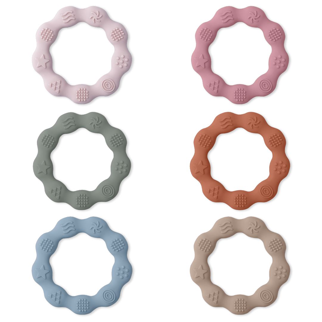 Silicone Baby Teether Sensory Ring - Soothing Round Teething Chew Toy - Silicone Teether