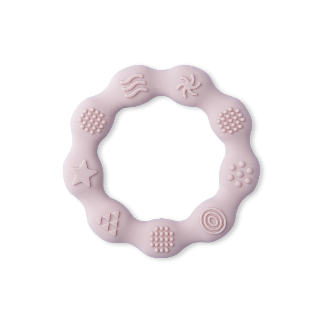 Silicone Baby Teether Sensory Ring - Soothing Round Teething Chew Toy - Silicone Teether