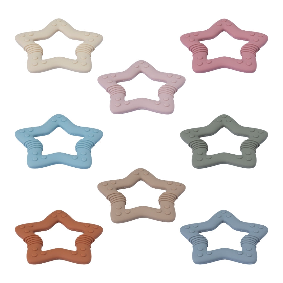 Colorful star-shaped silicone baby teether for soothing and teething relief for your silicone baby