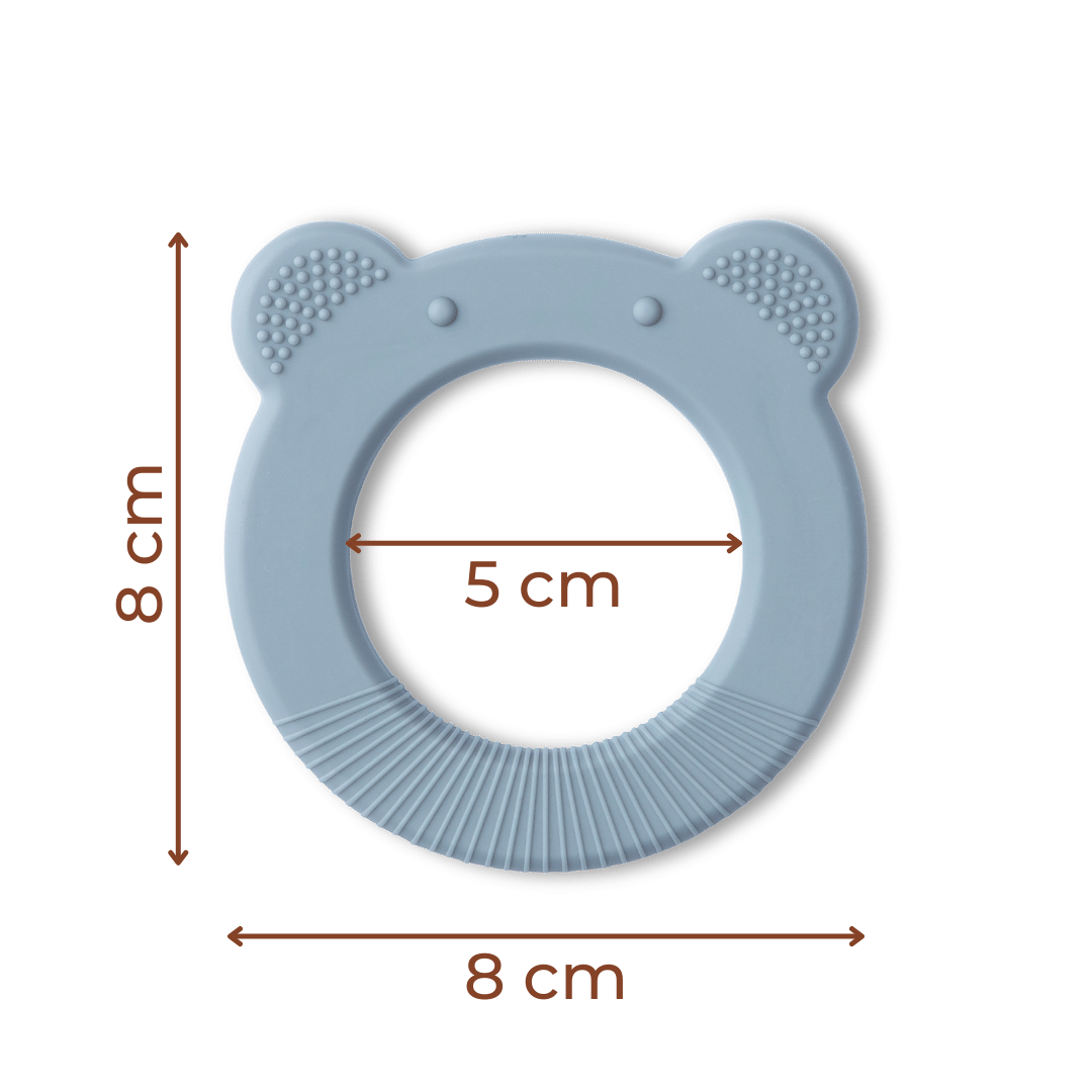 Silicone Baby Teether Teddy Bear Silicone Teether Blue Bear Shaped Ring
