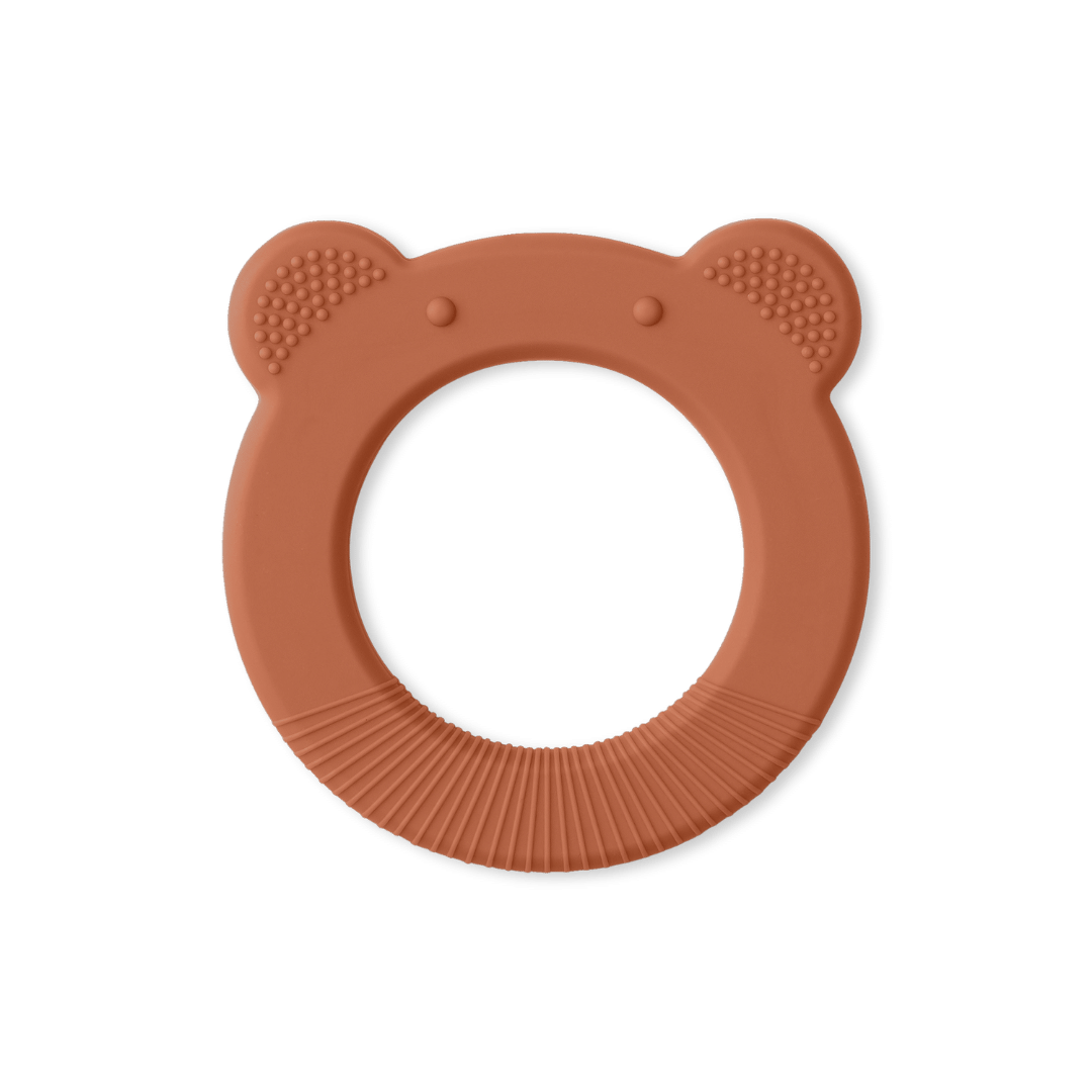 Silicone Baby Teether Teddy Bear - Soothing Ring Teething Chew Toy - Silicone Teether