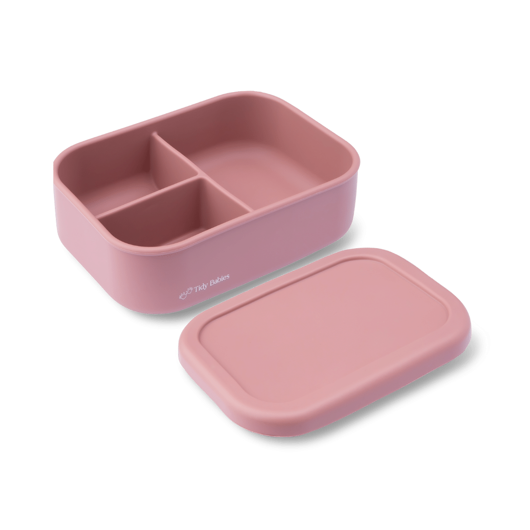 Silicone Bento Lunch Box - Divided Food Container With Lid - Rose - Lunch Box