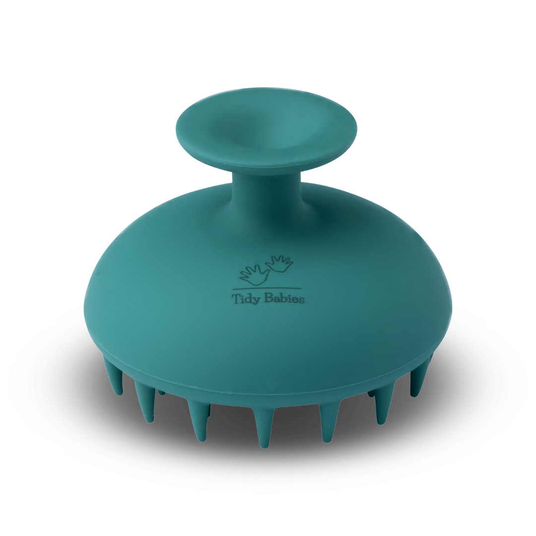 Silicone Round Hair Brush And Scalp Massager With Suction Handle - Emerald - Silicone Hair Brush