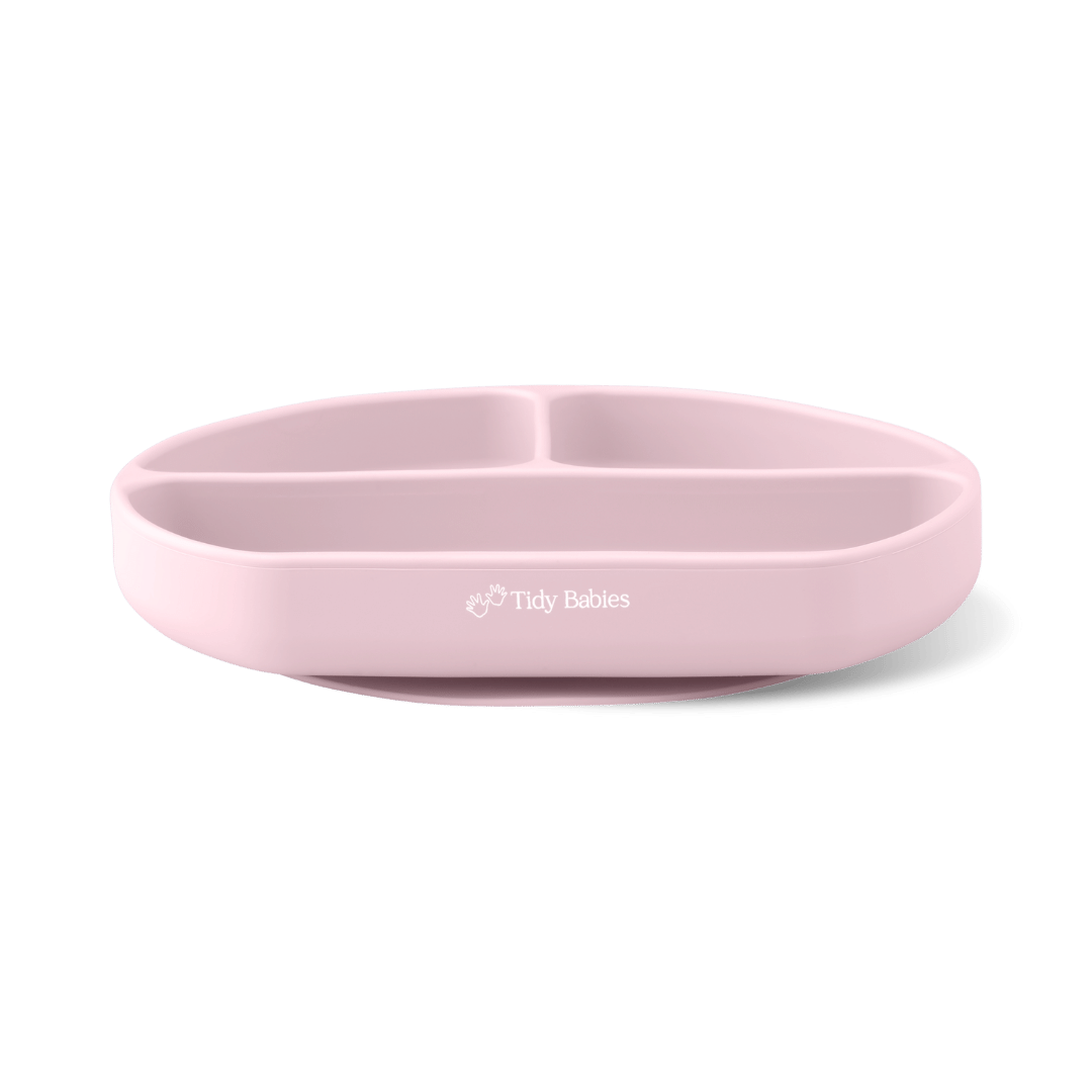 Silicone Suction Base Divided Plate & Fork Set - Mealtime Grip Dish - Silicone Plates