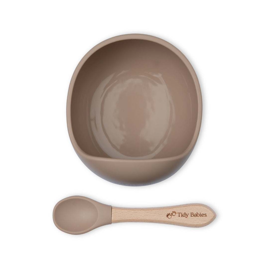 Silicone Suction Base Lip Bowl & Spoon Set - Silicone Bowls Silicone Suction Mealtime Lip Bowl & Spoon – Bpa-free Baby Feeding Set