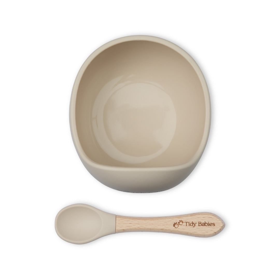 Silicone Suction Base Lip Bowl & Spoon Set - Silicone Bowls Silicone Suction Mealtime Lip Bowl & Spoon – Bpa-free Baby Feeding Set