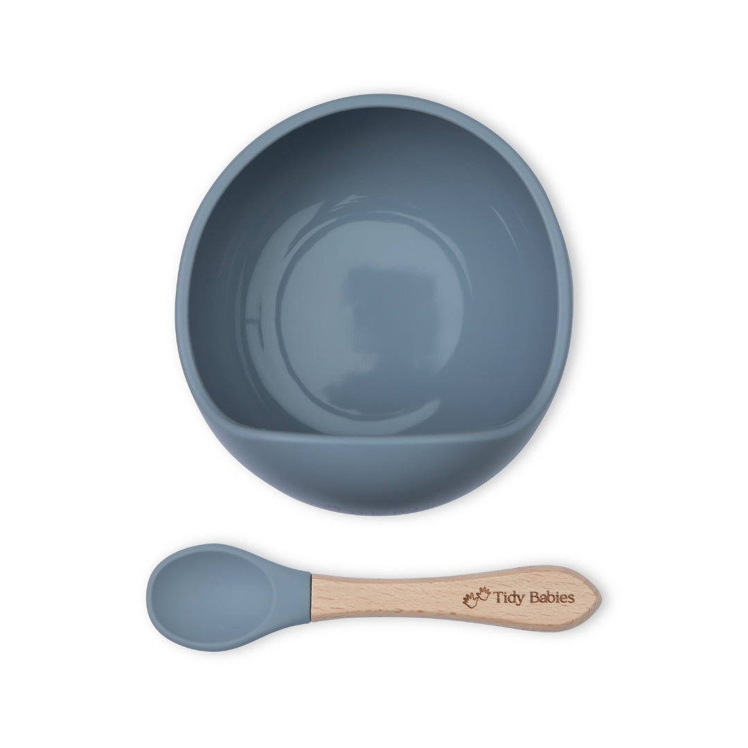 Silicone Suction Base Lip Bowl & Spoon Set - Silicone Bowls Silicone Suction Mealtime Lip Bowl & Spoon – Bpa-free Baby Feeding Set