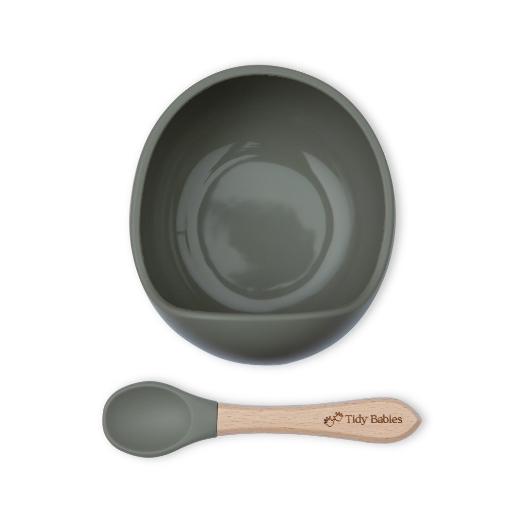 Silicone Suction Base Lip Bowl & Spoon Set - Silicone Bowls Silicone Suction Mealtime Lip Bowl & Spoon – Bpa-free Baby Feeding Set