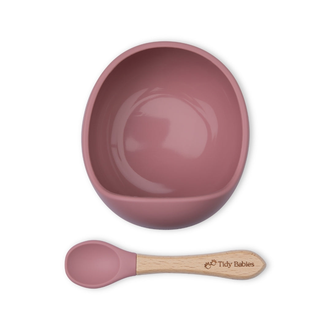 Silicone Suction Base Lip Bowl & Spoon Set - Silicone Bowls Silicone Suction Mealtime Lip Bowl & Spoon – Bpa-free Baby Feeding Set